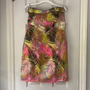 Strapless H&M Dress Neon Tropical Palm - Size 8